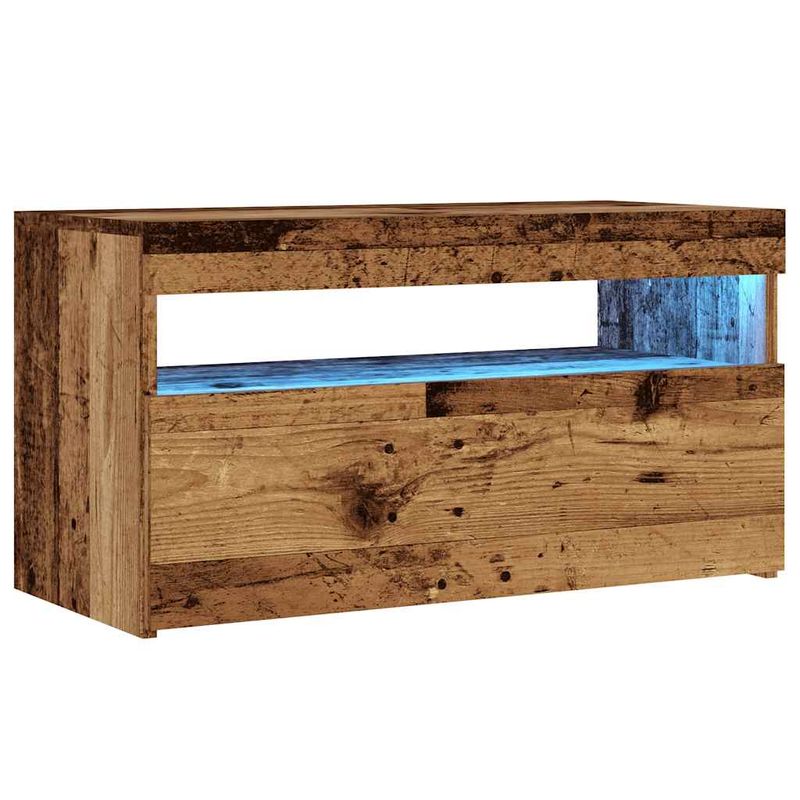 Casa si Gradina - Mobilier - Comode si corpuri - Comode - Dulap TV cu lumini LED lemn vechi 75x35x40 cm lemn prelucrat - Infinity.ro