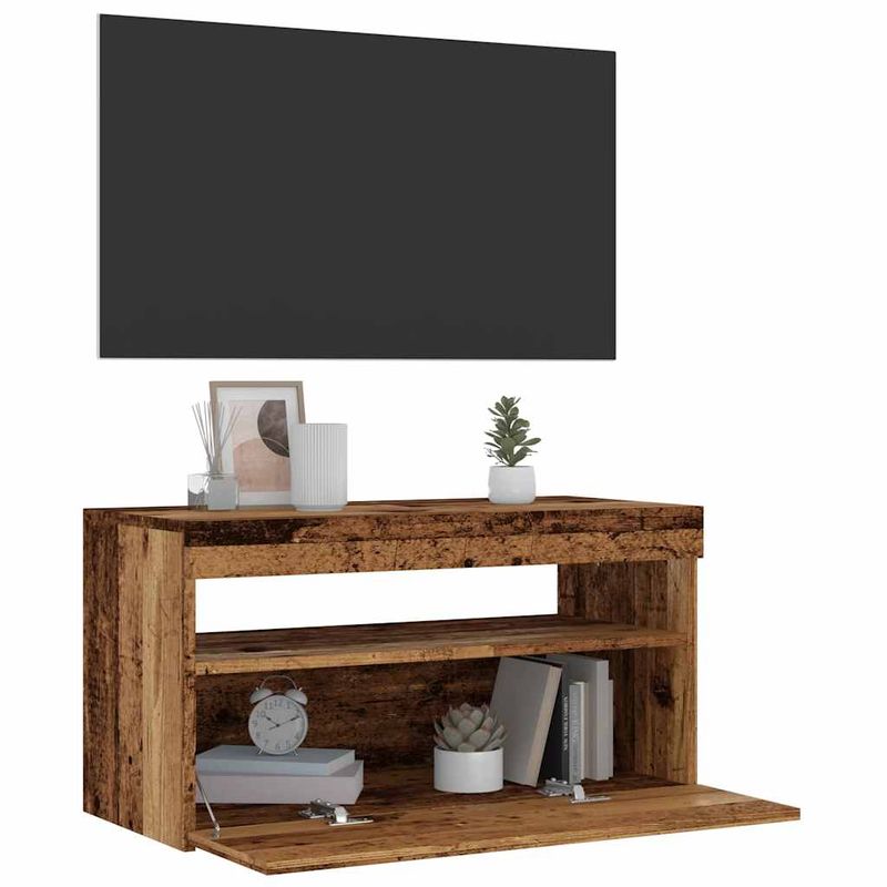 Casa si Gradina - Mobilier - Comode si corpuri - Comode - Dulap TV cu lumini LED lemn vechi 75x35x40 cm lemn prelucrat - Infinity.ro