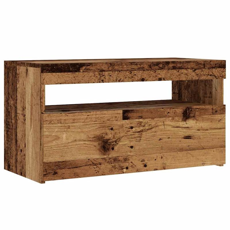Casa si Gradina - Mobilier - Comode si corpuri - Comode - Dulap TV cu lumini LED lemn vechi 75x35x40 cm lemn prelucrat - Infinity.ro