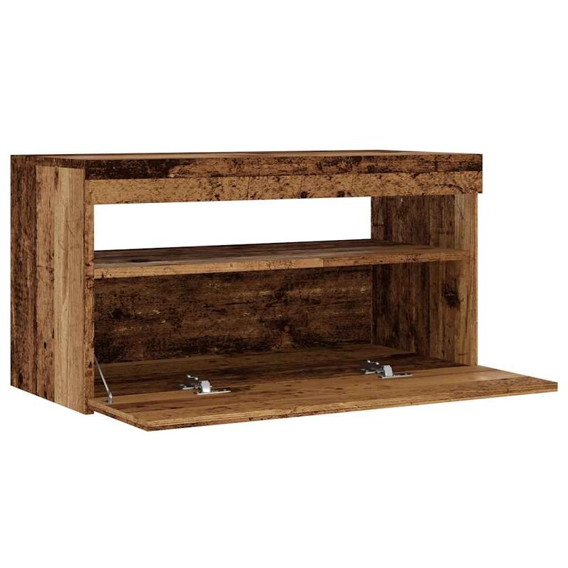 Casa si Gradina - Mobilier - Comode si corpuri - Comode - Dulap TV cu lumini LED lemn vechi 75x35x40 cm lemn prelucrat - Infinity.ro