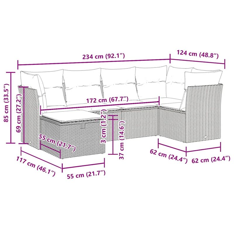 Casa si Gradina - Gradina si terasa - Mobilier exterior - Seturi mobila gradina - Set canapele de gradina cu perne, 6 piese gri deschis poliratan - Infinity.ro