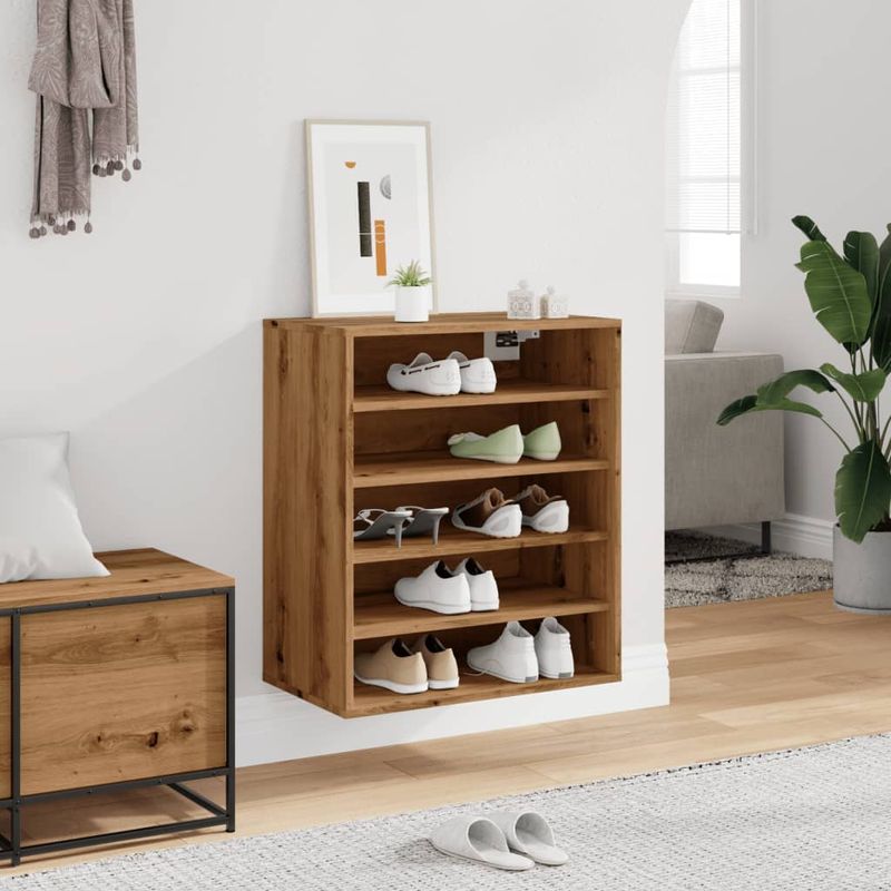 Casa si Gradina - Mobilier - Organizare si depozitare - Organizator incaltaminte - Pantofar, stejar artizanal, 60x35x70 cm lemn prelucrat, model shoe cabinet without door - Infinity.ro