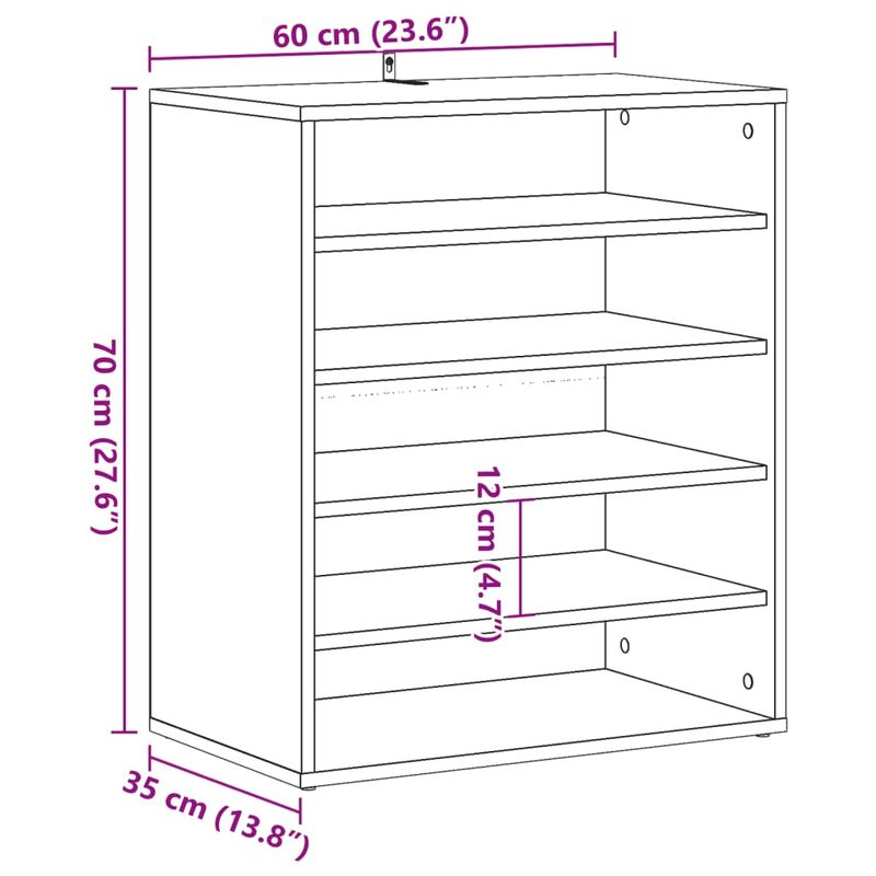 Casa si Gradina - Mobilier - Organizare si depozitare - Organizator incaltaminte - Pantofar, stejar artizanal, 60x35x70 cm lemn prelucrat, model shoe cabinet without door - Infinity.ro
