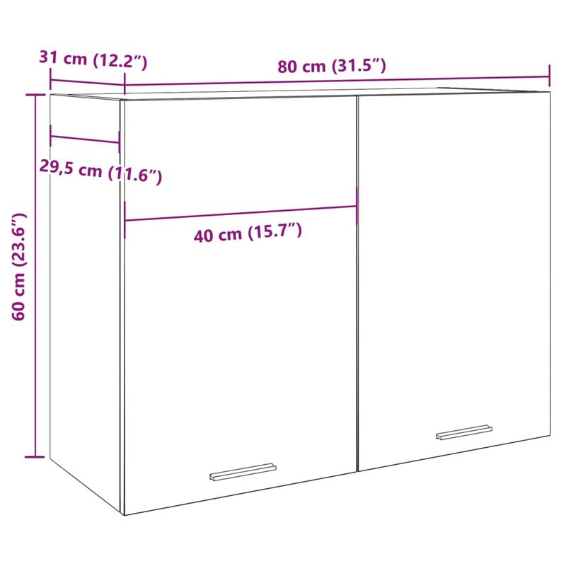 Casa si Gradina - Mobilier - Comode si corpuri - Corpuri bucatarie - Dulap suspendat, gri beton, 80 x 31 x 60 cm, PAL - Infinity.ro