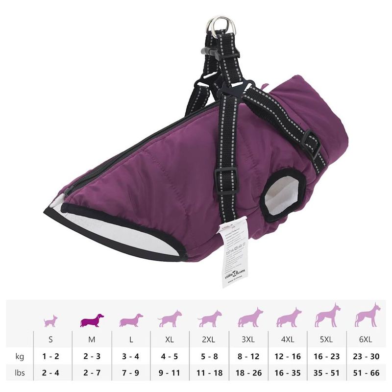 Petshop - Articole imbracaminte - Haine animale - Haina caini cu ham impermeabila reflectorizanta, violet, 2XL - Infinity.ro