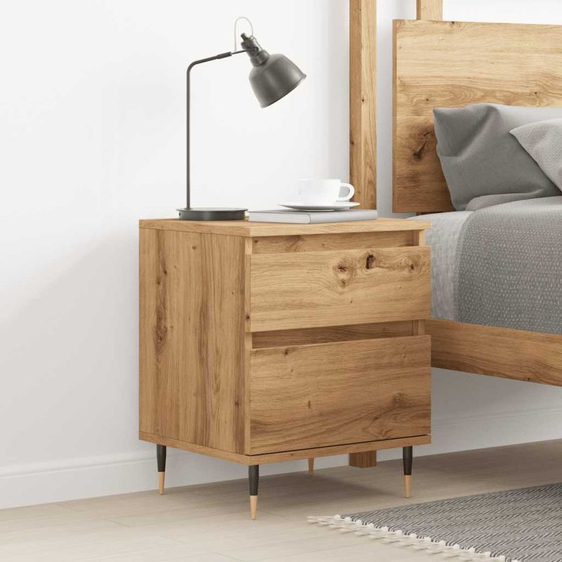 Casa si Gradina - Mobilier - Comode si corpuri - Noptiere - Noptiera, stejar artizanal, 40x35x50 cm, lemn prelucrat - Infinity.ro