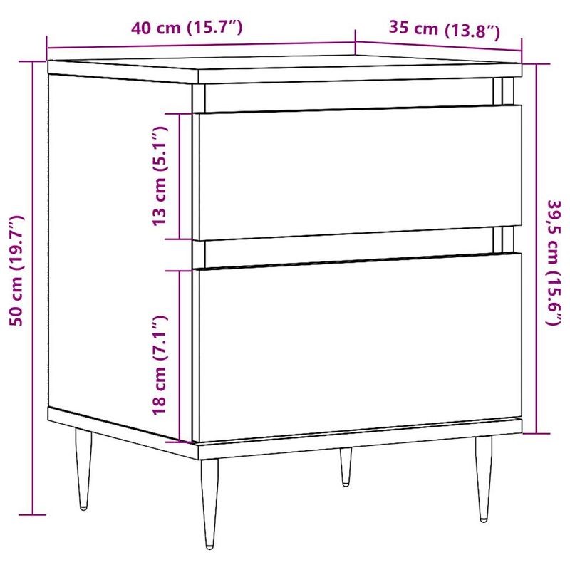 Casa si Gradina - Mobilier - Comode si corpuri - Noptiere - Noptiera, stejar artizanal, 40x35x50 cm, lemn prelucrat - Infinity.ro