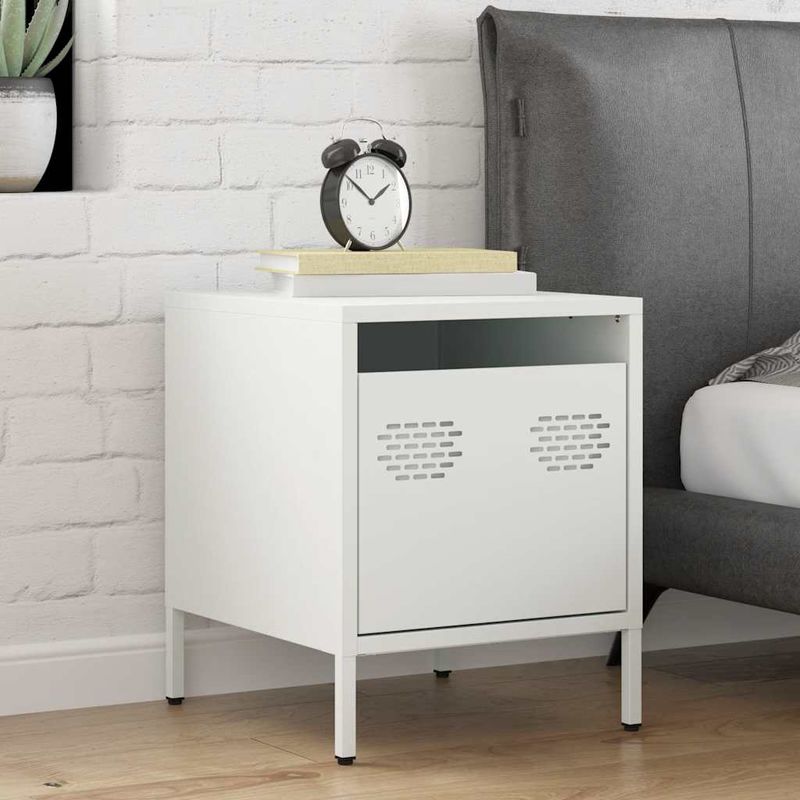 Casa si Gradina - Mobilier - Comode si corpuri - Noptiere - Noptiera, alb, 35x39x43,5 cm, otel - Infinity.ro