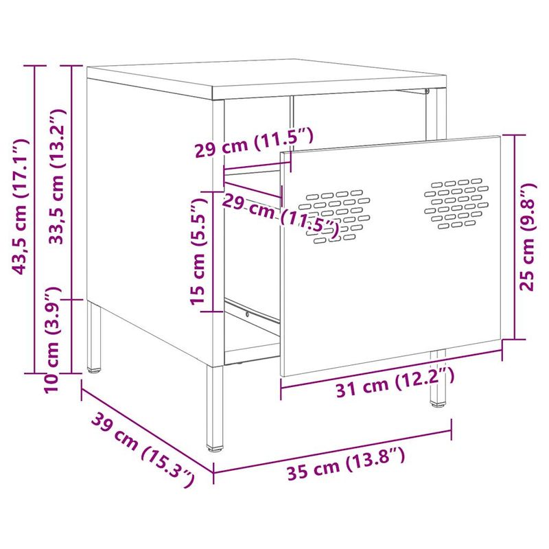Casa si Gradina - Mobilier - Comode si corpuri - Noptiere - Noptiera, alb, 35x39x43,5 cm, otel - Infinity.ro