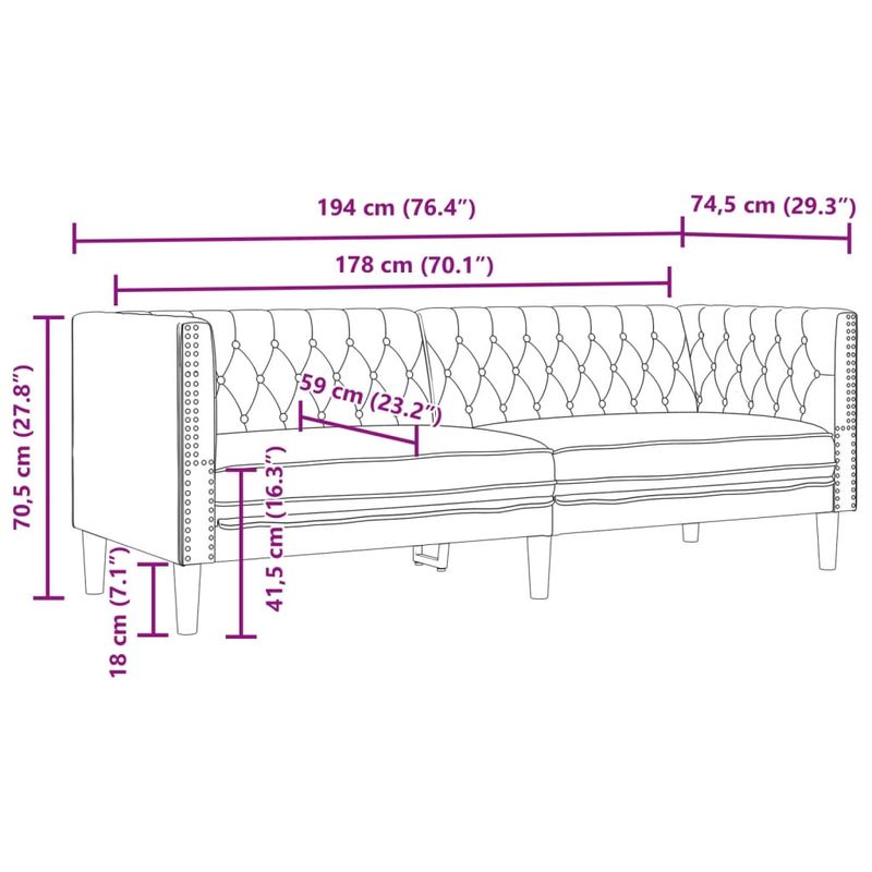 Casa si Gradina - Mobilier - Canapele si coltare - Canapele - Canapea Chesterfield cu 3 locuri, crem, piele ecologica - Infinity.ro
