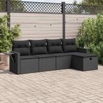 Casa si Gradina - Gradina si terasa - Mobilier exterior - Seturi mobila gradina - Set mobilier de gradina cu perne, 5 piese, negru, poliratan - Infinity.ro