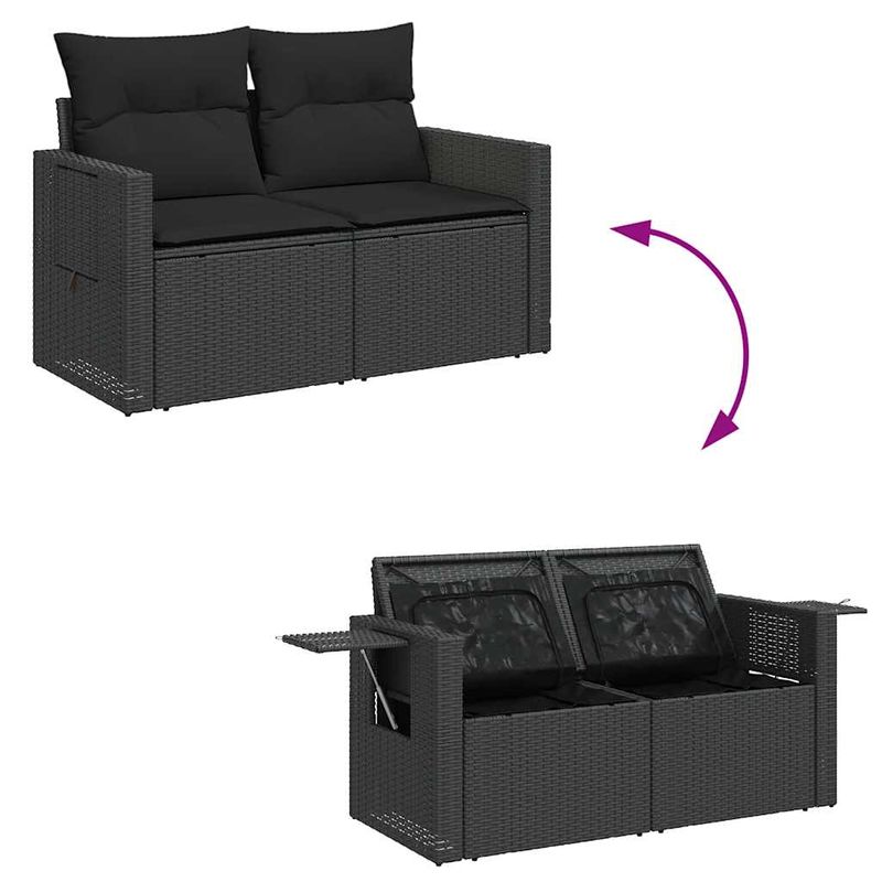 Casa si Gradina - Gradina si terasa - Mobilier exterior - Seturi mobila gradina - Set mobilier de gradina cu perne, 5 piese, negru, poliratan - Infinity.ro