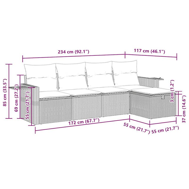 Casa si Gradina - Gradina si terasa - Mobilier exterior - Seturi mobila gradina - Set mobilier de gradina cu perne, 5 piese, negru, poliratan - Infinity.ro