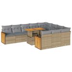Casa si Gradina - Gradina si terasa - Mobilier exterior - Seturi mobila gradina - Set canapele gradina perne 11 piese bej, poliratan/lemn acacia - Infinity.ro