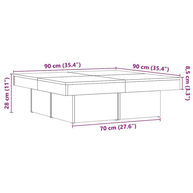 Casa si Gradina - Mobilier - Mese si birouri - Masute de cafea - Masuta de cafea, lemn vechi, 90x90x28 cm, lemn prelucrat - Infinity.ro