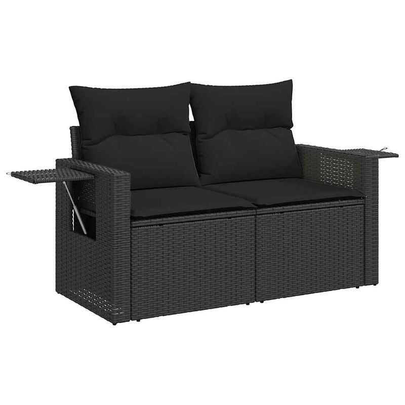 Casa si Gradina - Gradina si terasa - Mobilier exterior - Seturi mobila gradina - Set mobilier de gradina cu perne, 6 piese, negru, poliratan - Infinity.ro
