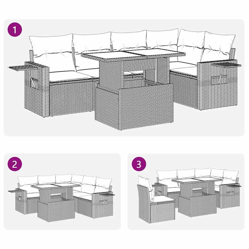 Casa si Gradina - Gradina si terasa - Mobilier exterior - Seturi mobila gradina - Set mobilier de gradina cu perne, 6 piese, negru, poliratan - Infinity.ro