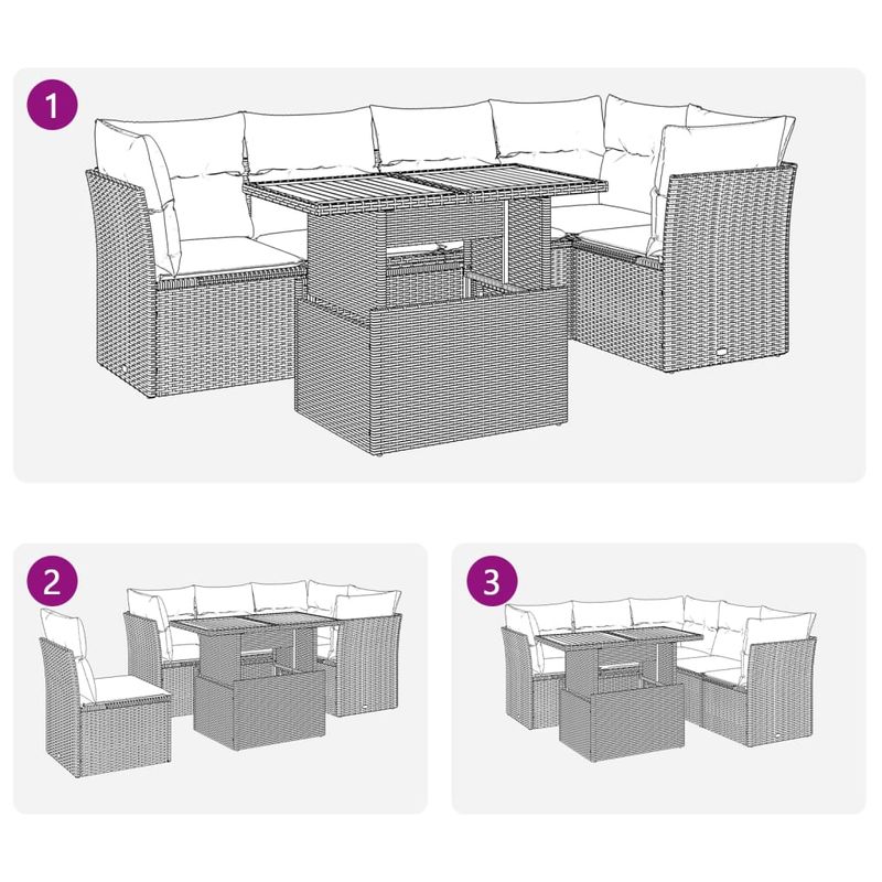 Casa si Gradina - Gradina si terasa - Mobilier exterior - Seturi mobila gradina - Set mobilier de gradina cu perne, 6 piese, negru, poliratan - Infinity.ro
