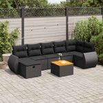Casa si Gradina - Gradina si terasa - Mobilier exterior - Seturi mobila gradina - Set mobilier de gradina cu perne, 8 piese, negru, poliratan - Infinity.ro