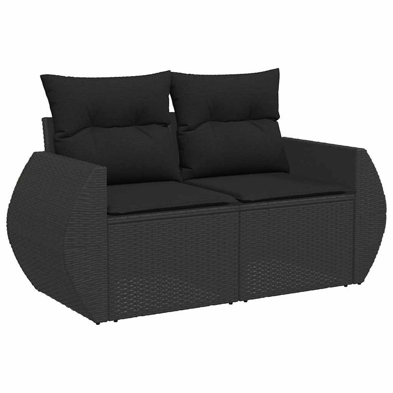 Casa si Gradina - Gradina si terasa - Mobilier exterior - Seturi mobila gradina - Set mobilier de gradina cu perne, 8 piese, negru, poliratan - Infinity.ro