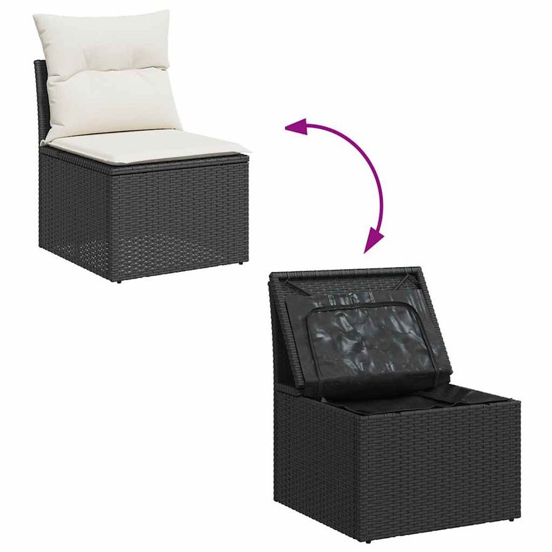 Casa si Gradina - Gradina si terasa - Mobilier exterior - Seturi mobila gradina - Set mobilier de gradina cu perne, 6 piese, negru, poliratan - Infinity.ro