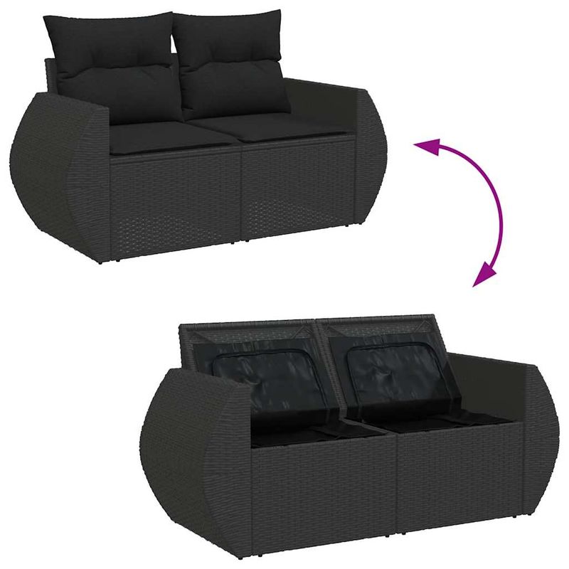 Casa si Gradina - Gradina si terasa - Mobilier exterior - Seturi mobila gradina - Set mobilier de gradina cu perne, 8 piese, negru, poliratan - Infinity.ro