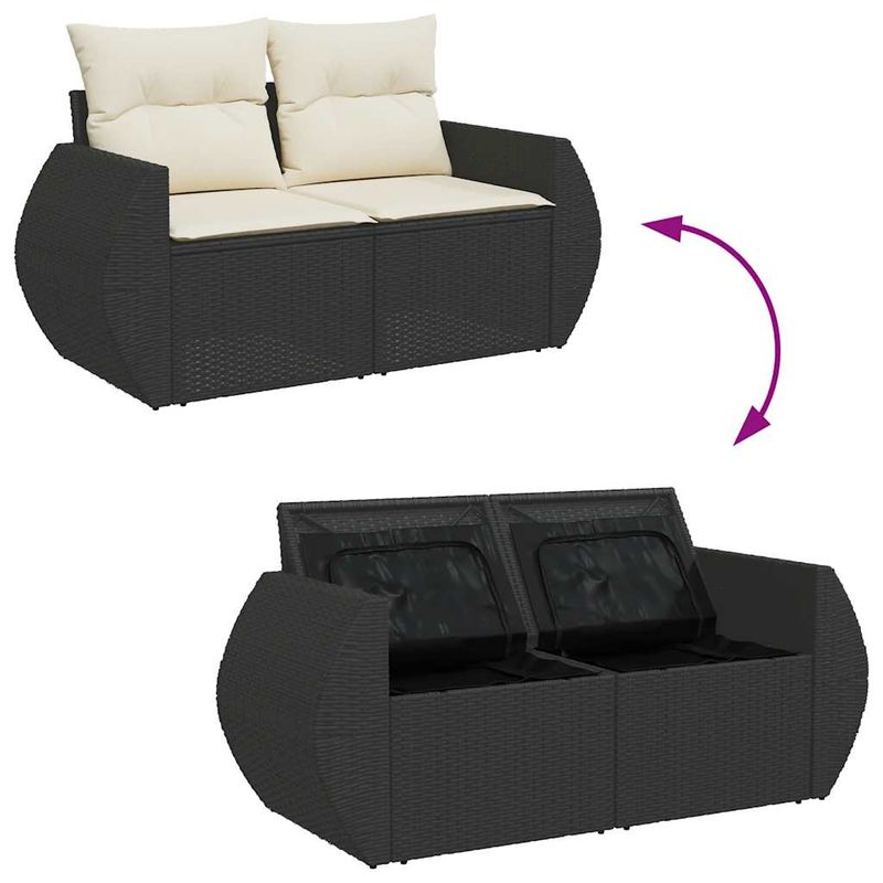 Casa si Gradina - Gradina si terasa - Mobilier exterior - Seturi mobila gradina - Set mobilier de gradina cu perne, 6 piese, negru, poliratan - Infinity.ro