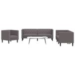 Casa si Gradina - Mobilier - Seturi de mobilier - Seturi living - Set canapele Chesterfield cu 3 locuri, gri, piele eco. - Infinity.ro