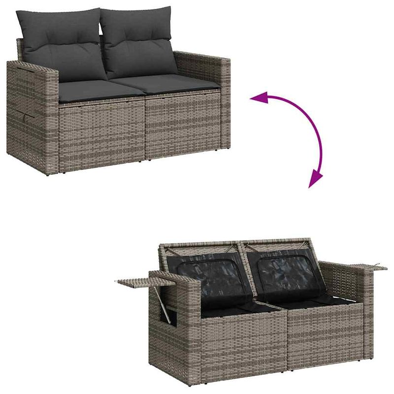 Casa si Gradina - Gradina si terasa - Mobilier exterior - Seturi mobila gradina - Set canapele de gradina, 7 piese, cu perne, gri, poliratan - Infinity.ro