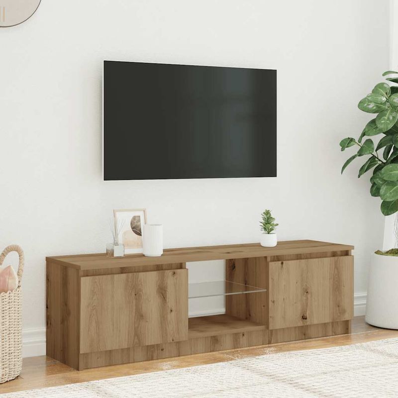 Casa si Gradina - Mobilier - Comode si corpuri - Comode - Dulap TV cu LED stejar artizanal 120x30x36cm lemn prelucrat - Infinity.ro
