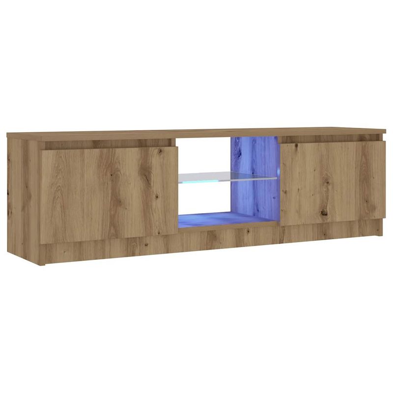 Casa si Gradina - Mobilier - Comode si corpuri - Comode - Dulap TV cu LED stejar artizanal 120x30x36cm lemn prelucrat - Infinity.ro