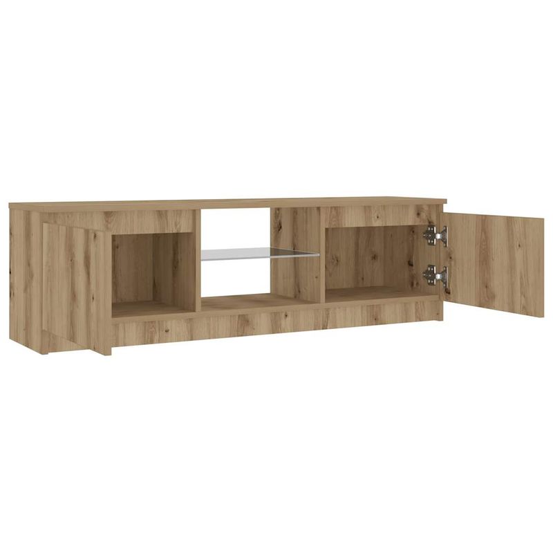 Casa si Gradina - Mobilier - Comode si corpuri - Comode - Dulap TV cu LED stejar artizanal 120x30x36cm lemn prelucrat - Infinity.ro