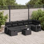 Casa si Gradina - Gradina si terasa - Mobilier exterior - Seturi mobila gradina - Set mobilier de gradina cu perne, 8 piese, negru, poliratan - Infinity.ro