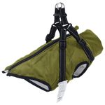 Petshop - Articole imbracaminte - Haine animale - Haina caini cu ham impermeabila reflectorizanta, verde kaki, L - Infinity.ro