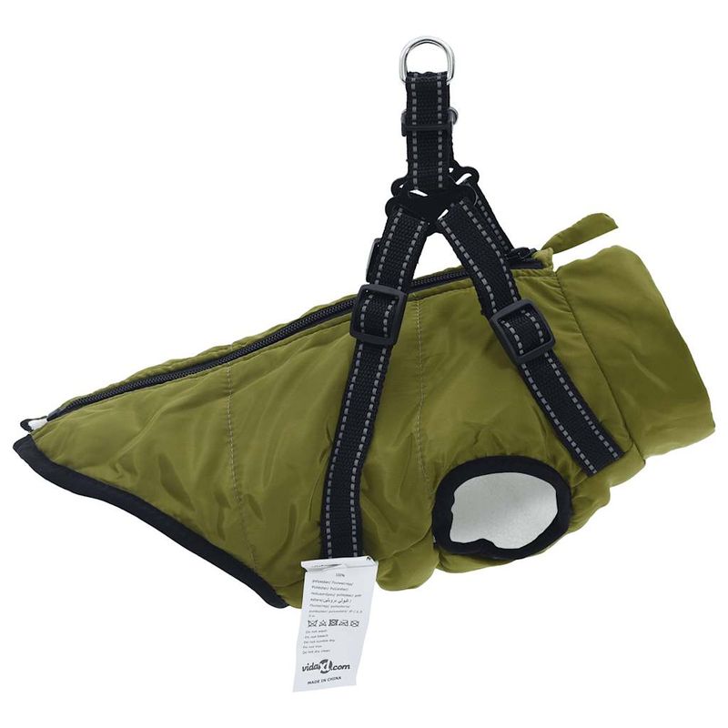 Petshop - Articole imbracaminte - Haine animale - Haina caini cu ham impermeabila reflectorizanta, verde kaki, L - Infinity.ro
