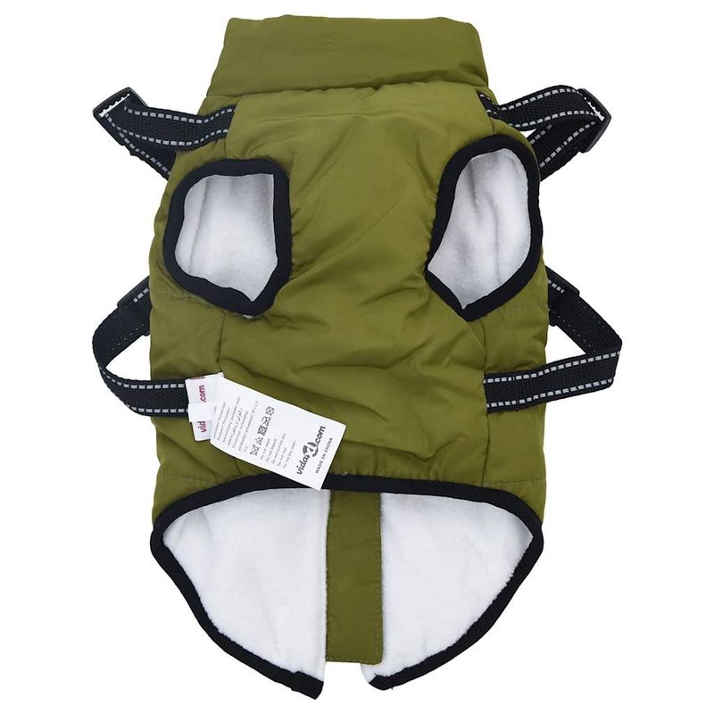 Petshop - Articole imbracaminte - Haine animale - Haina caini cu ham impermeabila reflectorizanta, verde kaki, L - Infinity.ro