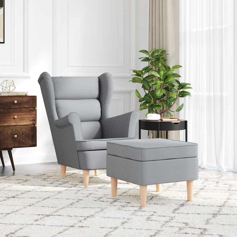 Casa si Gradina - Mobilier - Scaune si fotolii - Fotolii - Fotoliu cu taburet pentru picioare, gri deschis material textil - Infinity.ro