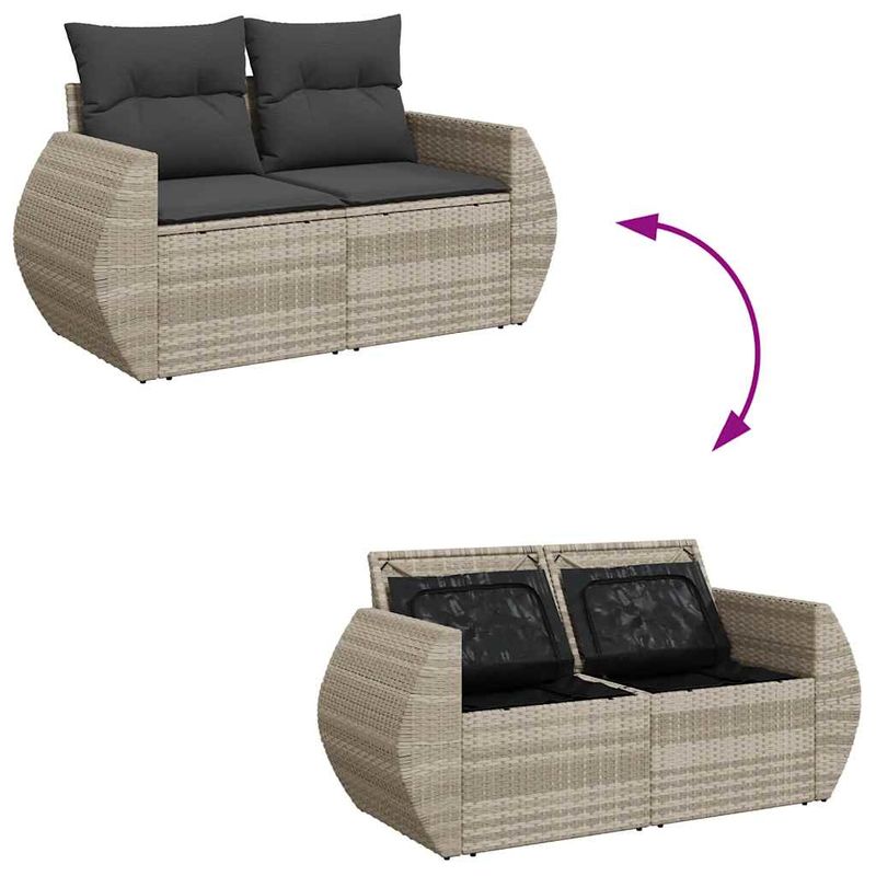 Casa si Gradina - Gradina si terasa - Mobilier exterior - Seturi mobila gradina - Set canapele de gradina cu perne, 9 piese gri deschis poliratan - Infinity.ro