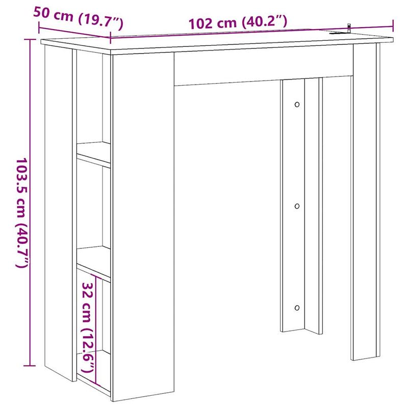 Casa si Gradina - Mobilier - Mese si birouri - Mese bucatarie si dining - Masa bar cu rafturi, lemn vechi, 102x50x103,5 cm lemn prelucrat - Infinity.ro