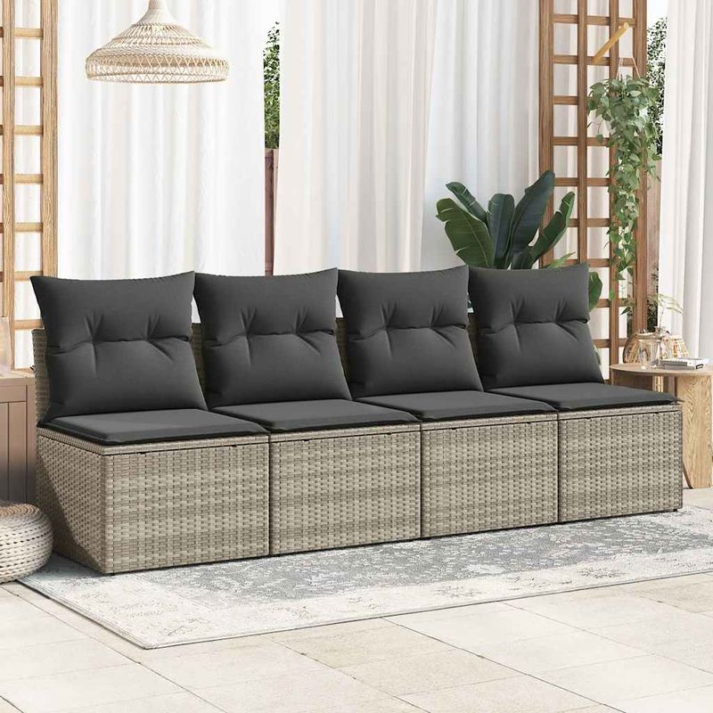 Casa si Gradina - Gradina si terasa - Mobilier exterior - Seturi mobila gradina - Set canapea de gradina cu perne, 2 piese, gri deschis poliratan - Infinity.ro