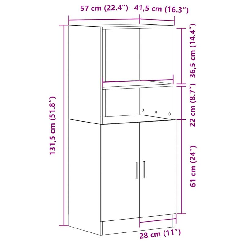 Casa si Gradina - Mobilier - Comode si corpuri - Corpuri bucatarie - Dulap bucatarie stejar Sonoma, 57x41,5x131,5 cm, lemn prelucrat - Infinity.ro