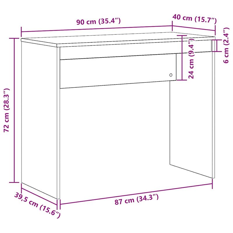 Casa si Gradina - Mobilier - Mese si birouri - Birouri - Birou, stejar artizanal, 90x40x72 cm, lemn prelucrat - Infinity.ro