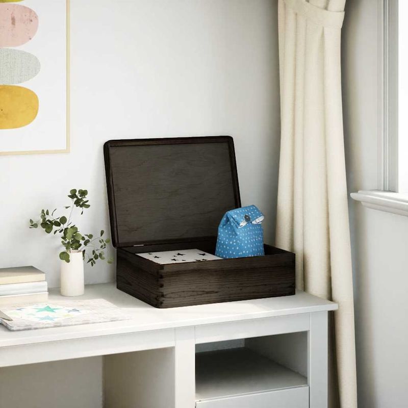 Casa si Gradina - Mobilier - Organizare si depozitare - Cutii depozitare - Cutie din lemn cu capac negru 40x30x13 cm lemn masiv de pin - Infinity.ro