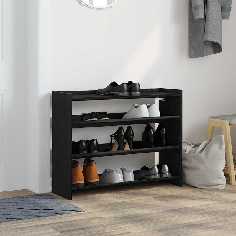 Casa si Gradina - Mobilier - Organizare si depozitare - Organizator incaltaminte - Pantofar, negru, 80x25x61,5 cm, lemn prelucrat, lăţime 80 cm, înălțime 62 cm - Infinity.ro