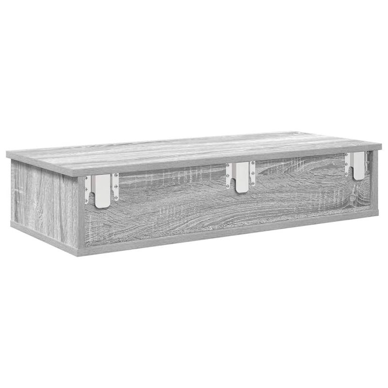 Casa si Gradina - Mobilier - Biblioteci si rafturi - Rafturi - Raft de perete cu sertare gri Sonoma 80x31x17 cm Lemn prelucrat, mărime 80x34x17 cm - Infinity.ro