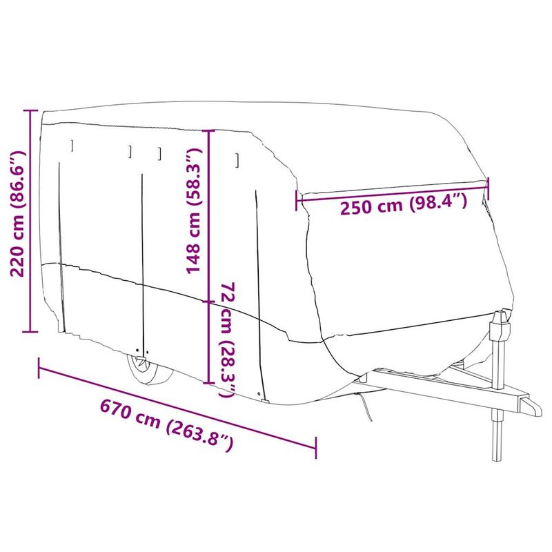 Auto si Moto - Intretinere auto - Huse auto - Husa de rulota gri 670x250x220 cm Tesatura netesuta - Infinity.ro
