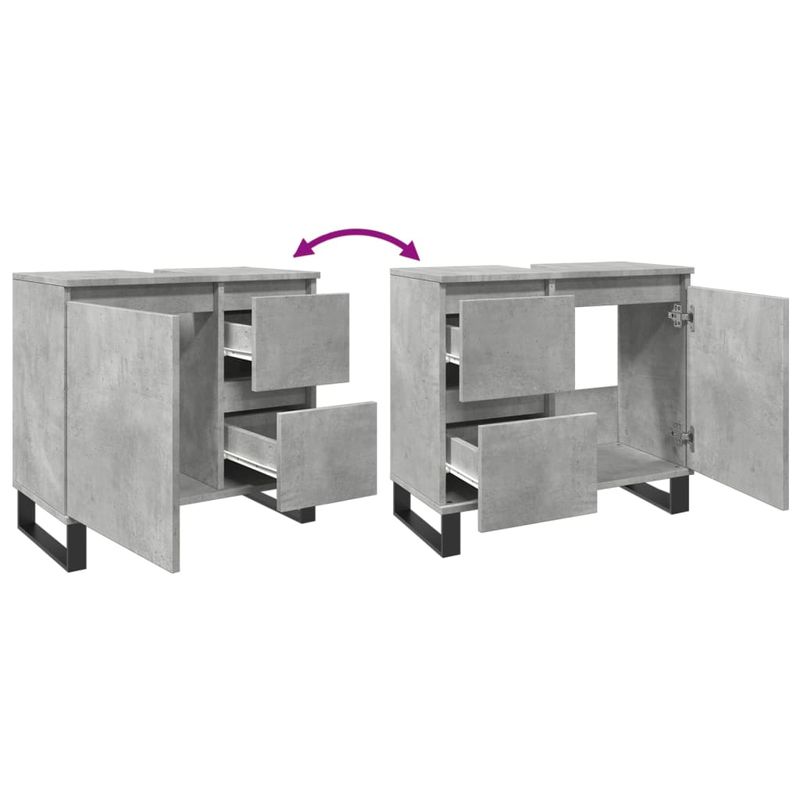 Casa si Gradina - Mobilier - Seturi de mobilier - Seturi baie - Dulap de chiuveta baie, gri beton, 65x33x60 cm, lemn prelucrat - Infinity.ro