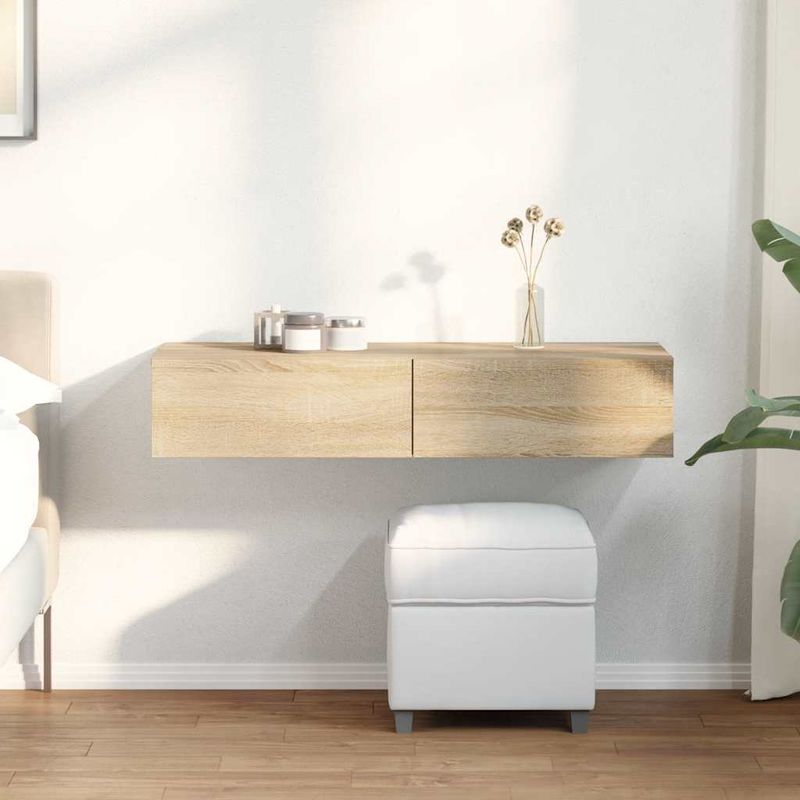 Casa si Gradina - Mobilier - Biblioteci si rafturi - Rafturi - Raft de perete cu sertare Stejar Sonoma lemn prelucrat, mărime 100x36x19 cm - Infinity.ro