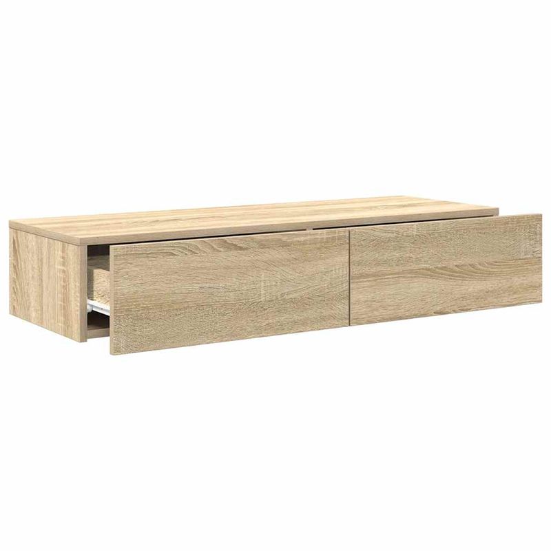Casa si Gradina - Mobilier - Biblioteci si rafturi - Rafturi - Raft de perete cu sertare Stejar Sonoma lemn prelucrat, mărime 100x36x19 cm - Infinity.ro