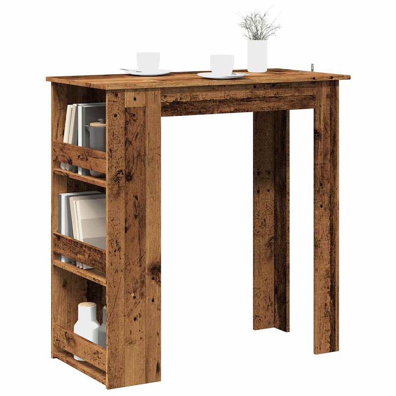 Casa si Gradina - Mobilier - Mese si birouri - Mese bucatarie si dining - Masa de bar cu raft de depozitare, Lemn vechi, 102x50x103,5 cm - Infinity.ro